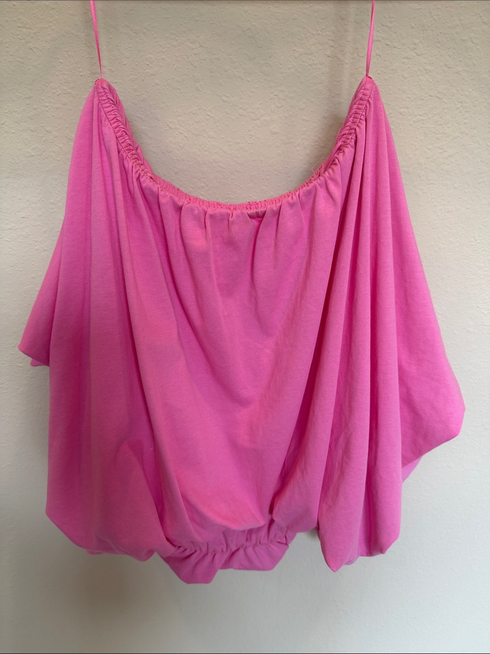 GREY LAB Hot Pink Off-Shoulder Bubble Hem Camisole